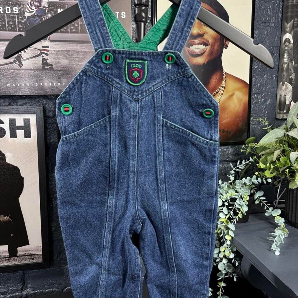 80's Vintage IZOD Baby Denim Overalls - 12 Months